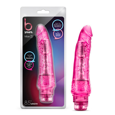 B Yours Vibe 7 Realistic 8.75 in. Vibrating Dildo Pink-0