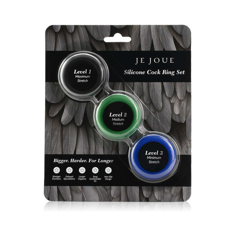 Je Joue Silicone Cock Ring 3-Piece Set Black/Green/Blue-0